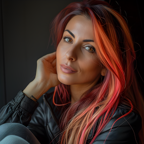 欧美美女时尚彩色染发发型图片